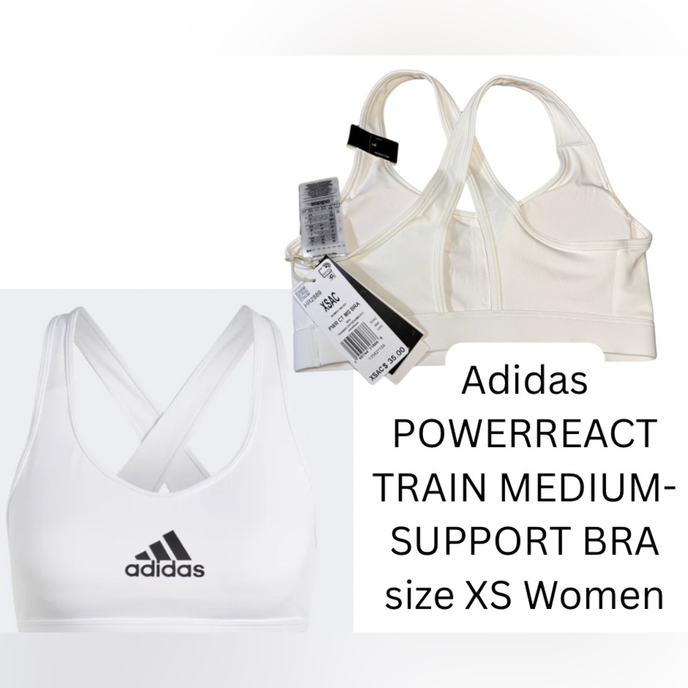 Adidas POWERREACT TRAIN MEDIUM-SUPPORT BRA size XS Women 029117